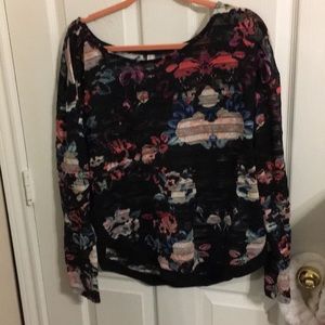 Sheer, black floral sweater